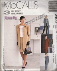 2400 MCCALLS UNLINED JACKET LENGTHS, TOP, PANTS, SKIRT 3 HOUR PATTERN 16-20 UNCUT